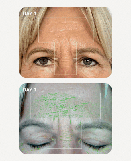 Wrinkles Schminkles blog banner showing 7-day scientific skin analysis results for mature skin
