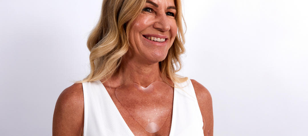 Wrinkles Schminkles blog banner on treatments for décolletage and chest wrinkles