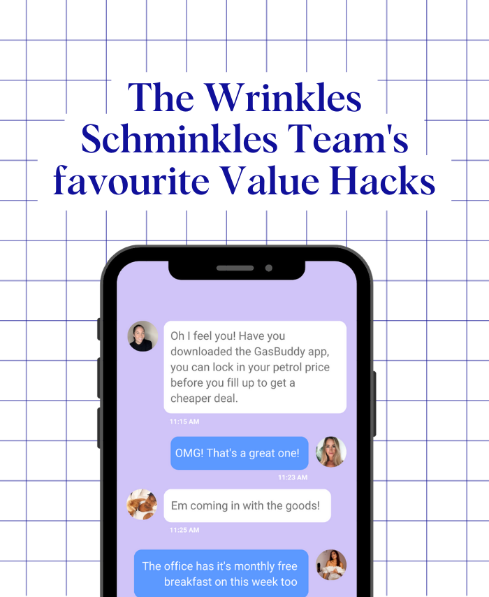 Wrinkles Schminkles blog banner featuring community-approved value hacks from the team