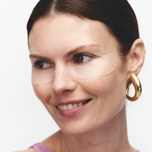 Eye patch applied to help smooth crow's feet and under-eye wrinkles
